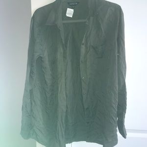 Express olive green button down shirt/ blouse L